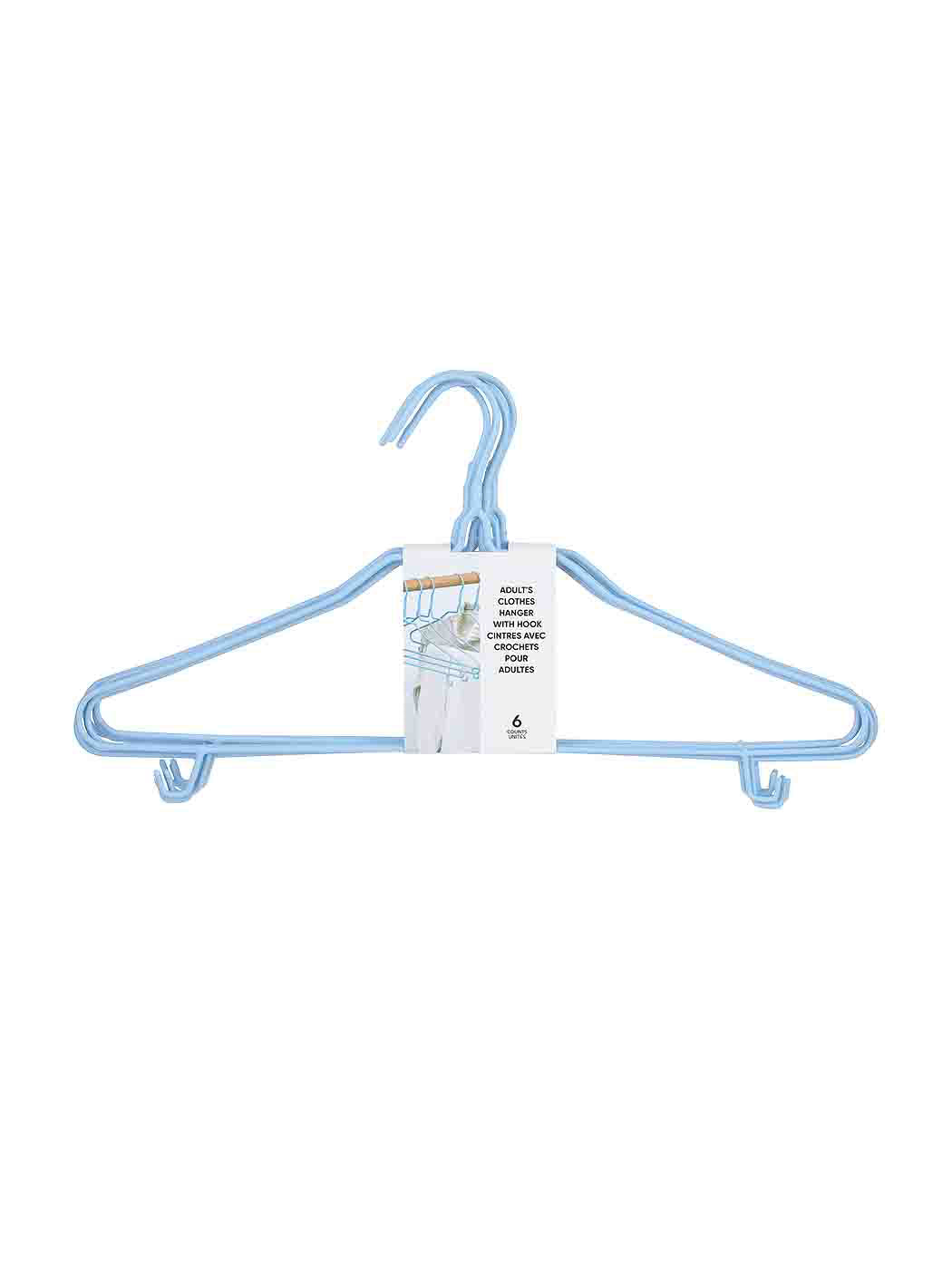 MINISO ADULT'S CLOTHES HANGER WITH HOOK 6PCS(BLUE) 2010309410101 CLOTHES HANGERS