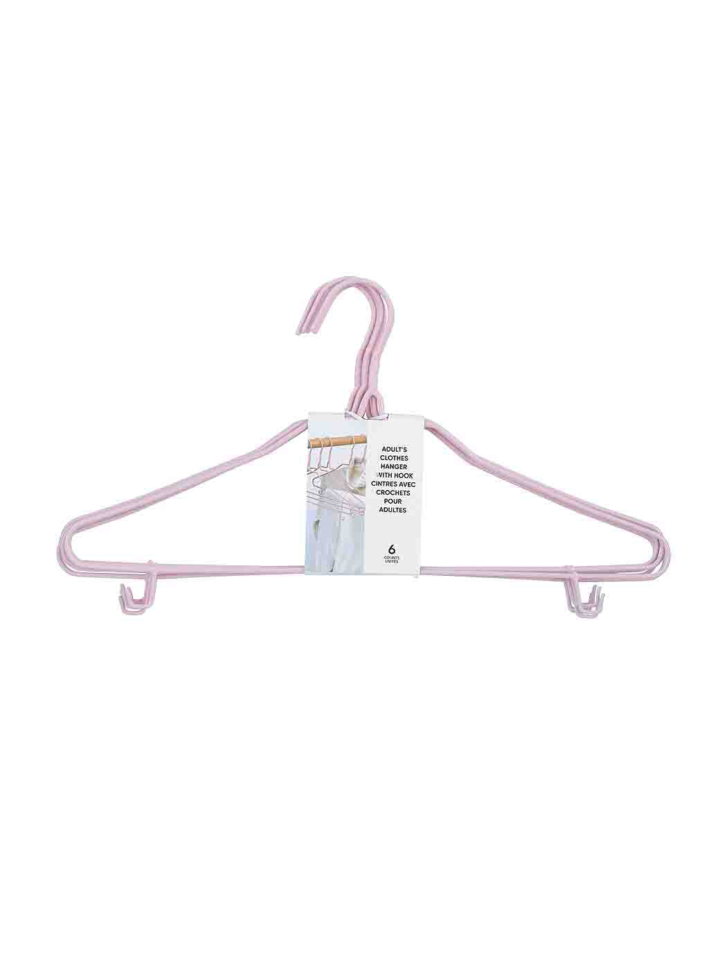 MINISO ADULT'S CLOTHES HANGER WITH HOOK 6PCS(PINK) 2010309411108 CLOTHES HANGERS