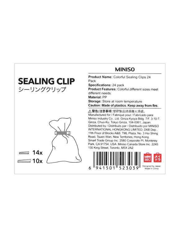 MINISO COLORFUL SEALING CLIPS 24 PACK 2006917010109 SEALING CLIP