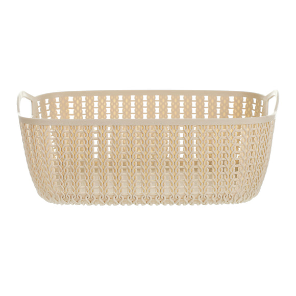 MINISO MEDIUM PLAITED RECTANGULAR STORAGE BUCKET ( KHAKI ) 2006935010105 SUNDRIES STORAGE