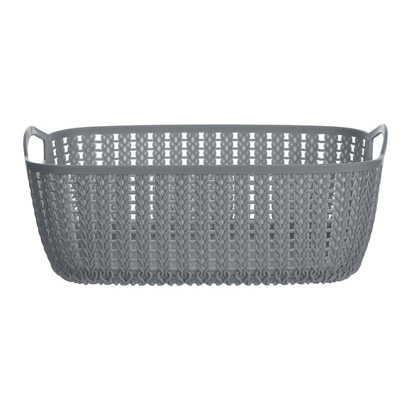 MINISO MEDIUM PLAITED RECTANGULAR STORAGE BUCKET ( DARK GREY ) 2006935011102 SUNDRIES STORAGE