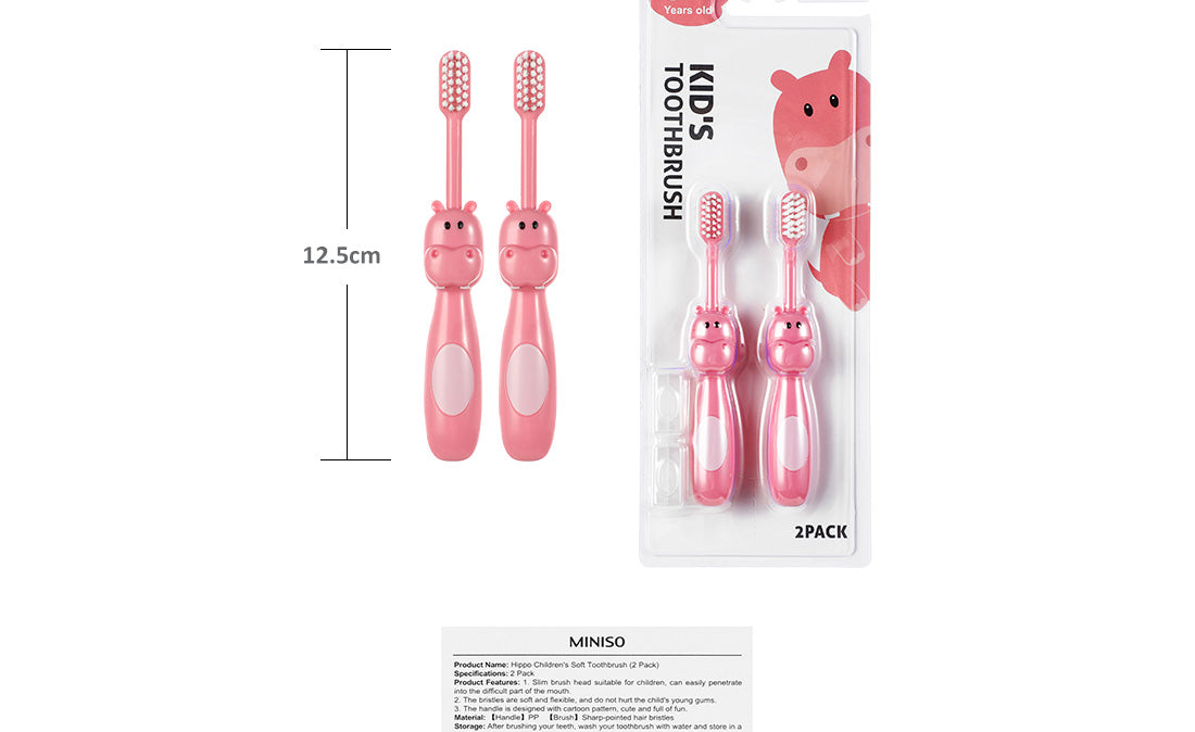 MINISO LITTLE HIPPO SOFT BRISTLES TOOTHBRUSHES FOR KIDS (2 PCS) 2007572010107 TOOTHBRUSH