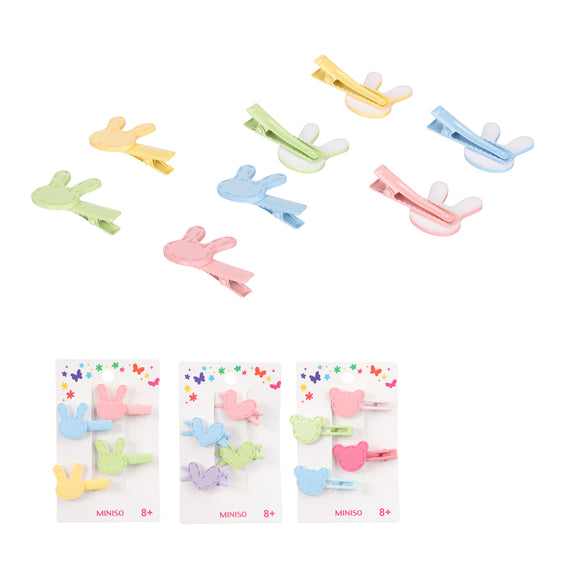 MINISO FUN SERIES BEAR RABBIT HEART HAIR CLIP (4 PCS) 2014736810107 HAIR CLIPPERS