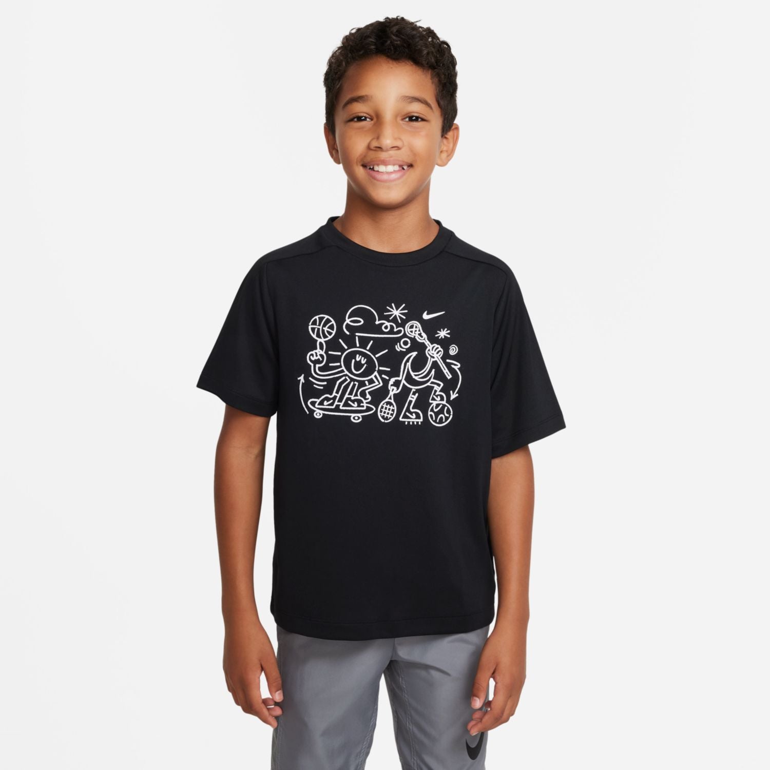 NIKE B NK DF MULTI + SS TOP SSNL DX5384-010 T-SHIRT SHORT SLEEVE TRAINING (YB)